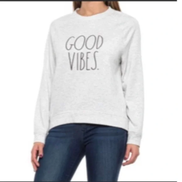 Rae Dunn Good Vibes Crewneck Sweatshirt large womens - Picture 1 of 6